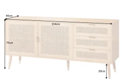Design Sideboard VIENNA 155cm Wiener Geflecht Rattan Kommode mit Schubladen