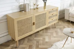 Design Sideboard VIENNA 155cm Wiener Geflecht Rattan Kommode mit Schubladen