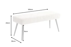 Design Sitzbank BOUTIQUE 100cm beige Cord schwarze Metallbeine Polsterbank