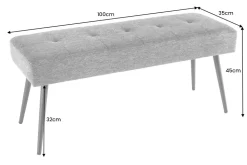 Design Sitzbank BOUTIQUE 100cm dunkelgrau Cord schwarze Metallbeine