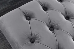 Design Sitzbank CASTLE DELUXE 165cm grau Samt silber Edelstahl gepolstert