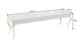 Design Sitzbank MODERN BAROCK 175cm grau Samt gold Edelstahl
