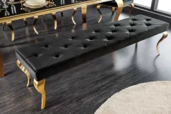 Design Sitzbank MODERN BAROCK 175cm schwarz Samt gold Edelstahl
