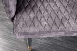 Design Sitzbank PARIS 160cm grau Samt Rückenlehne goldene Fußkappen Retro