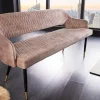 Design Sitzbank PARIS 160cm greige Samt Rückenlehne goldene Fußkappen Retro