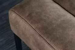 Design Sitzbank PETIT BEAUTÉ 110cm vintage taupe Microfaser schwarzes Metallgestell