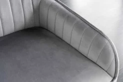 Design Sitzbank TURIN 160cm silbergrau Samt schwarz Metall Armlehne