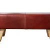 Design Sitzbank TURNBOCK 100cm coffee Echtleder Mangoholz Retro Sitzhocker