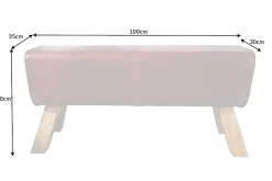 Design Sitzbank TURNBOCK 100cm coffee Echtleder Mangoholz Retro Sitzhocker
