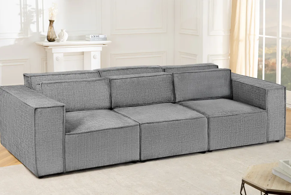 Design 3-Sitzer Sofa BOSSA NOVA 260cm grau Chenille XXL-Couch