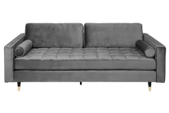 Design 3-Sitzer Sofa COZY VELVET 220cm grau Samt Federkern Lounge