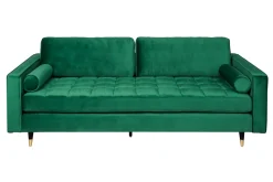 Design 3-Sitzer Sofa COZY VELVET 220cm smaragdgrün Samt Federkern Lounge