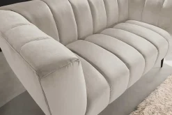 Design 2-Sitzer Sofa NOBLESSE 165cm champagner Samt schwarze Metallfüße Federkern