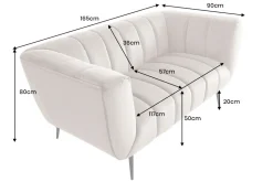 Design 2-Sitzer Sofa NOBLESSE 165cm champagner Samt schwarze Metallfüße Federkern