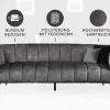 Design 3-Sitzer Sofa NOBLESSE 225cm grau Samt Federkern schwarze Metallfüße