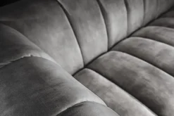 Design 3-Sitzer Sofa NOBLESSE 225cm grau Samt Federkern schwarze Metallfüße