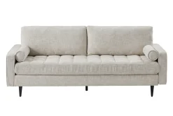 Design Sofa COZY VELVET 220cm beige Chenille Federkern 3-Sitzer mit goldener Kappe