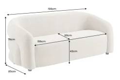 Design Sofa VOGUE 200cm beige Chenille Cremona 3-Sitzer Couch mit Nosagfederung
