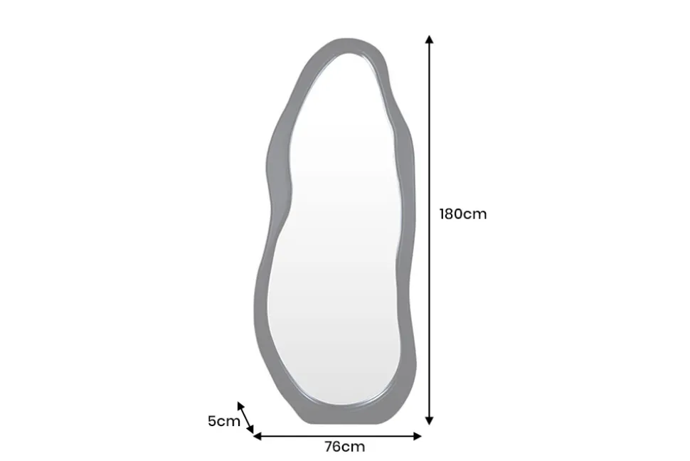 Design Spiegel ORGANIC 180cm schwarz Standspiegel Wandspiegel abgerundeter Rahmen
