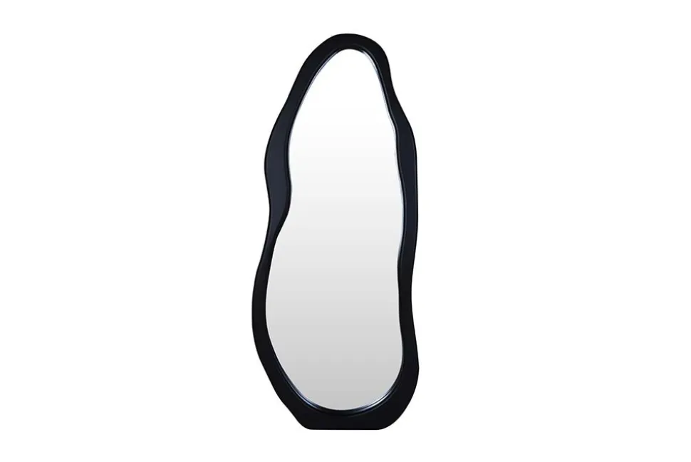Design Spiegel ORGANIC 180cm schwarz Standspiegel Wandspiegel abgerundeter Rahmen