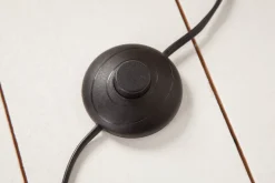 Design Stehlampe ELEMENTS 147cm schwarz Baumwollschirm Fuß mit Massivholz