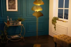Design Stehlampe GINKGO 160cm gold Metall