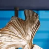 Design Stehlampe GINKGO 122cm schwarz Stoffschirm gold Metall handmade Marmor-Fuß