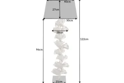 Design Stehlampe GINKGO 122cm schwarz Stoffschirm silber Metall handmade Marmor-Fuß