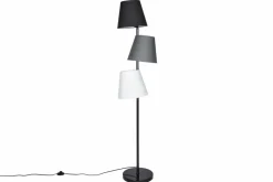 Design Stehlampe LEVELS 163cm schwarz grau mit 3 Leinenschirmen