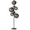 Design Stehlampe LIQUID DIAMOND 170cm smoke Glas Stahl sieben Schirme Kugelleuchte