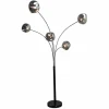 Design Stehlampe LIQUID DIAMOND 200cm schwarz smoke grau fünf Glasschirme mit Marmorfuß