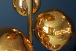 Design Stehlampe LIQUID DIAMOND 170cm gold Glas Stahl sieben Schirme Kugelleuchte