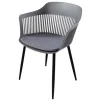 Design Stuhl AIRE grau Kunststoff Stahlgestell Indoor Outdoor inkl. Kissen