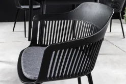 Design Stuhl AIRE schwarz Kunststoff Stahlgestell Indoor Outdoor inkl. Kissen