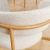 Design Stuhl BELFORT beige Strukturstoff Metallgestell Eiche
