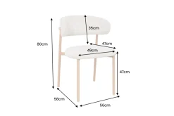 Design Stuhl BELFORT beige Strukturstoff Metallgestell Eiche