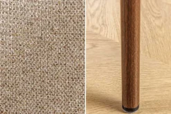 Design Stuhl BELFORT taupe beige Strukturstoff Metallgestell Walnuss
