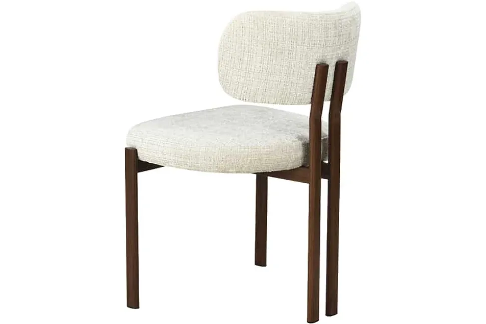 Design Stuhl BELLANO creme beige Chenille Cremona Metallgestell Walnuss