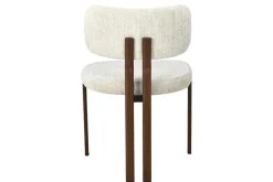 Design Stuhl BELLANO creme beige Chenille Cremona Metallgestell Walnuss