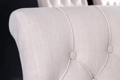 Design Stuhl CASTLE beige schwarz Strukturstoff Armlehnen Holzfüße