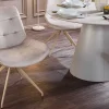 Design Stuhl DIVANI champagner beige Samt Metallgestell
