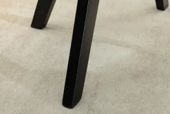 Design Stuhl LIVORNO taupe Strukturstoff schwarz Massivholz drehbar Auto-Return-Funktion