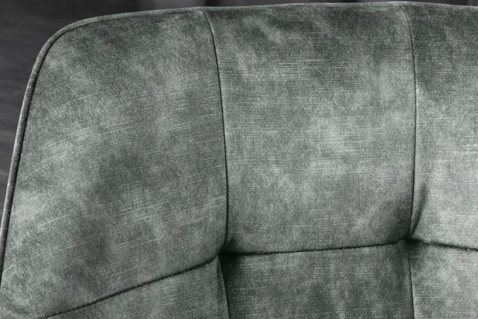 Design Stuhl LOFT grün Samt drehbar Metallgestell schwarz mit Armlehne