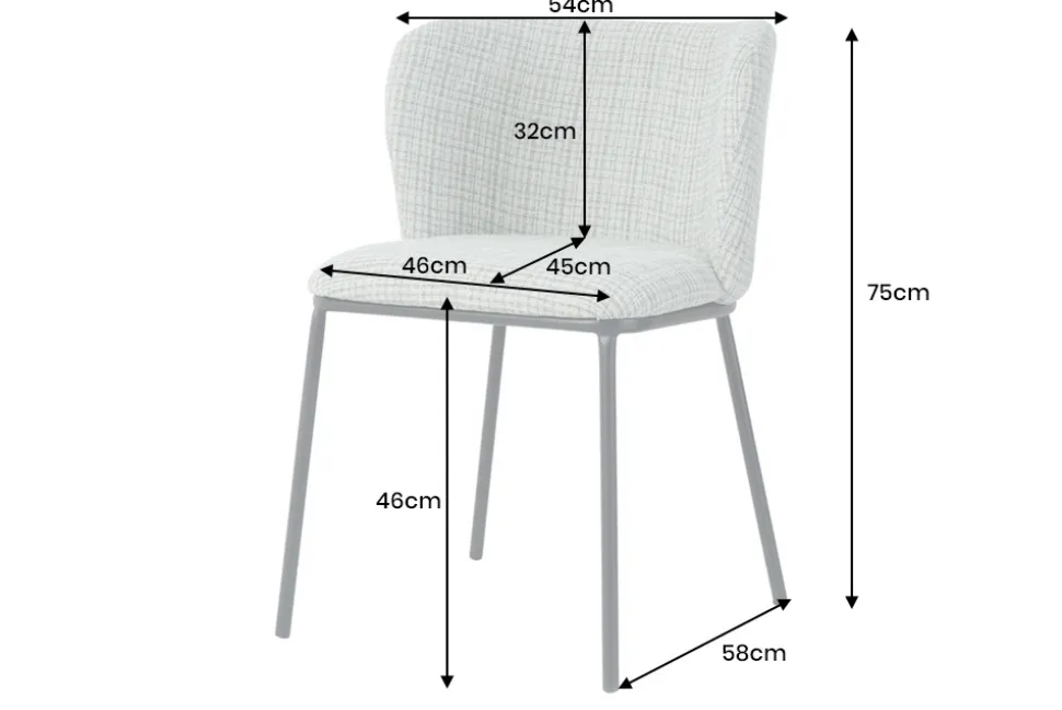 Design Stuhl LYON grün-rosa kariert Bouclé schwarze Metallbeine