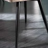 Design Stuhl MILANO champagner beige Samt mit Armlehne gepolstert schwarze Metallbeine