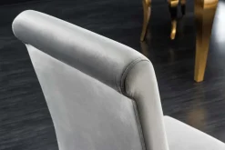 Design Stuhl MODERN BAROCK grau Samt goldene Stuhlbeine