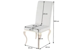 Design Stuhl MODERN BAROCK grau Samt goldene Stuhlbeine