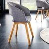 Design Stuhl NORDIC STAR grau Strukturstoff Massivholz mit Armlehne gepolstert