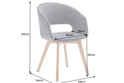 Design Stuhl NORDIC STAR grau Strukturstoff Massivholz mit Armlehne gepolstert