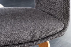 Design Stuhl NORDIC STAR grau Strukturstoff Massivholz mit Armlehne gepolstert